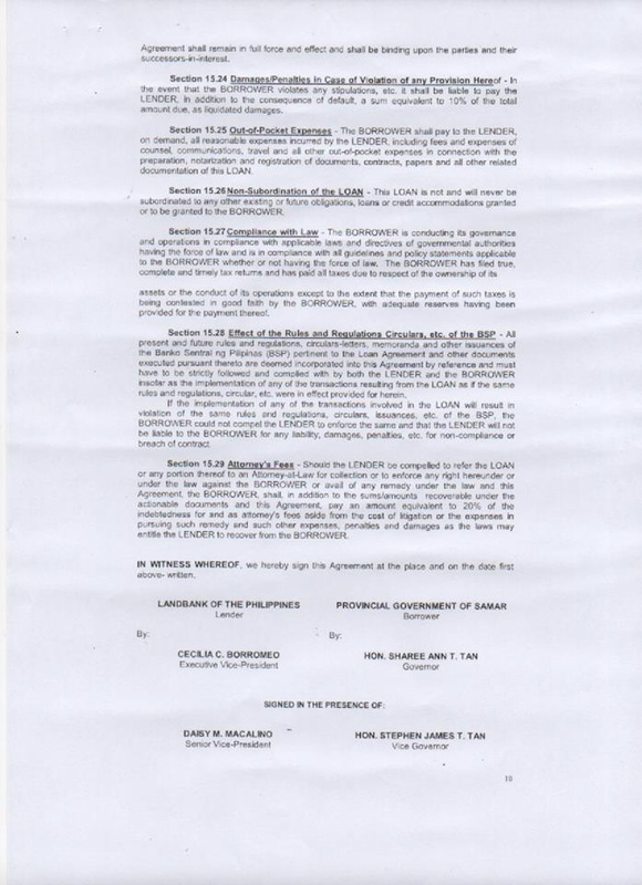 SP ALLOWS GOV. TAN TO BORROW Php 800 MILLION FROM LBP