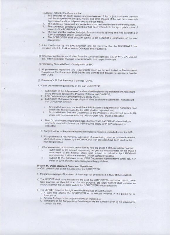 SP ALLOWS GOV. TAN TO BORROW Php 800 MILLION FROM LBP