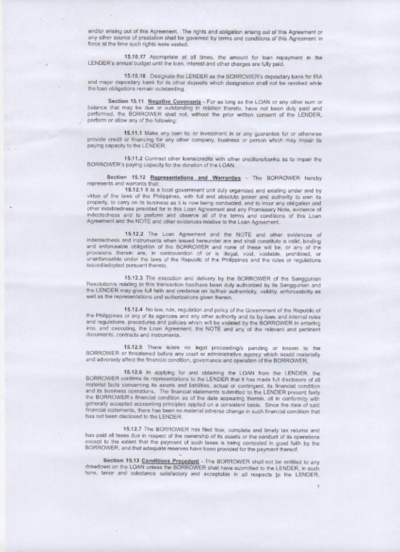 SP ALLOWS GOV. TAN TO BORROW Php 800 MILLION FROM LBP