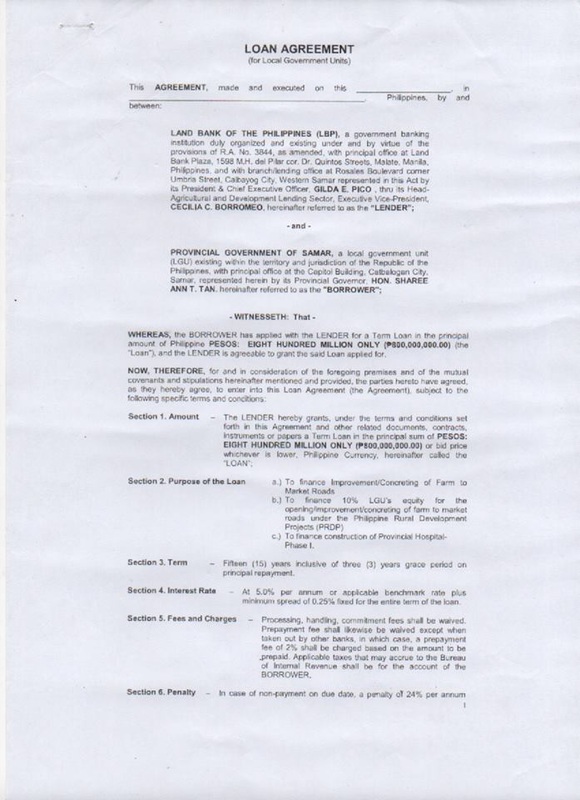 SP ALLOWS GOV. TAN TO BORROW Php 800 MILLION FROM LBP