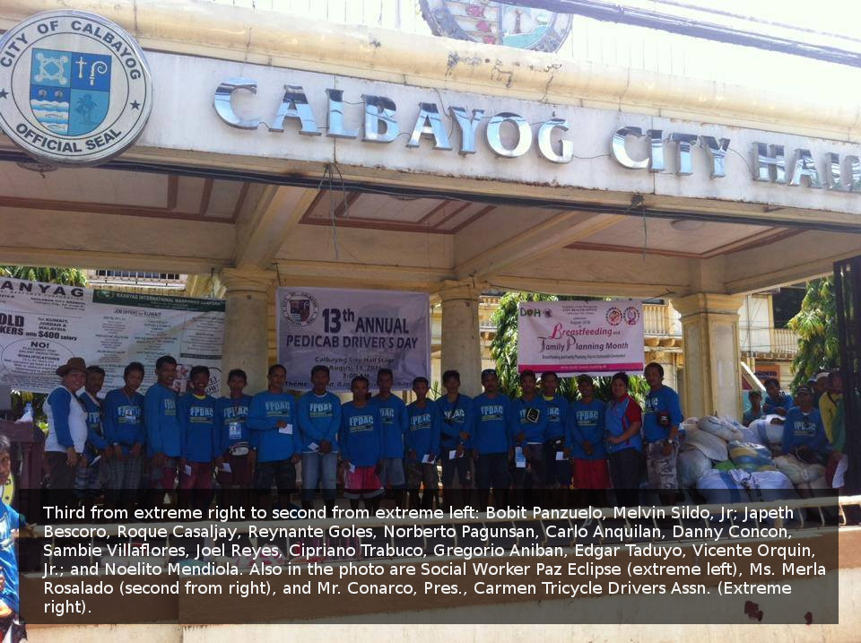 AUGUST 11, 2016, 13th TRICYCLE DRIVERS’ DAY IN CALBAYOG