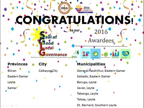 CALBAYOG, ONLY CITY IN EV TO RECEIVE SEAL OF GOOD LOCAL GOVERNANCE