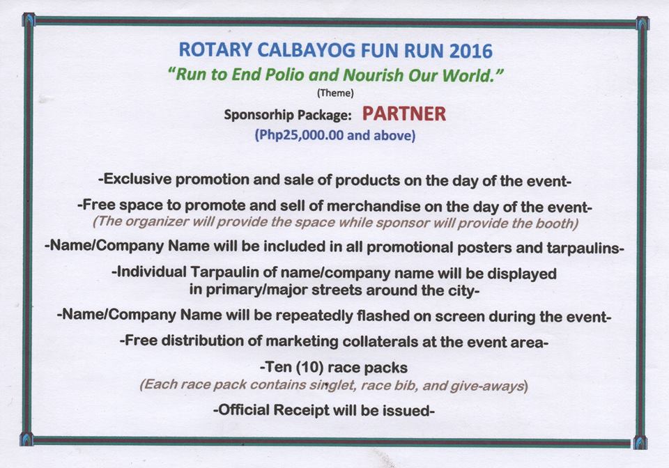 CALBAYOG ROTARY CLUB HOSTS FUN RUN 2016