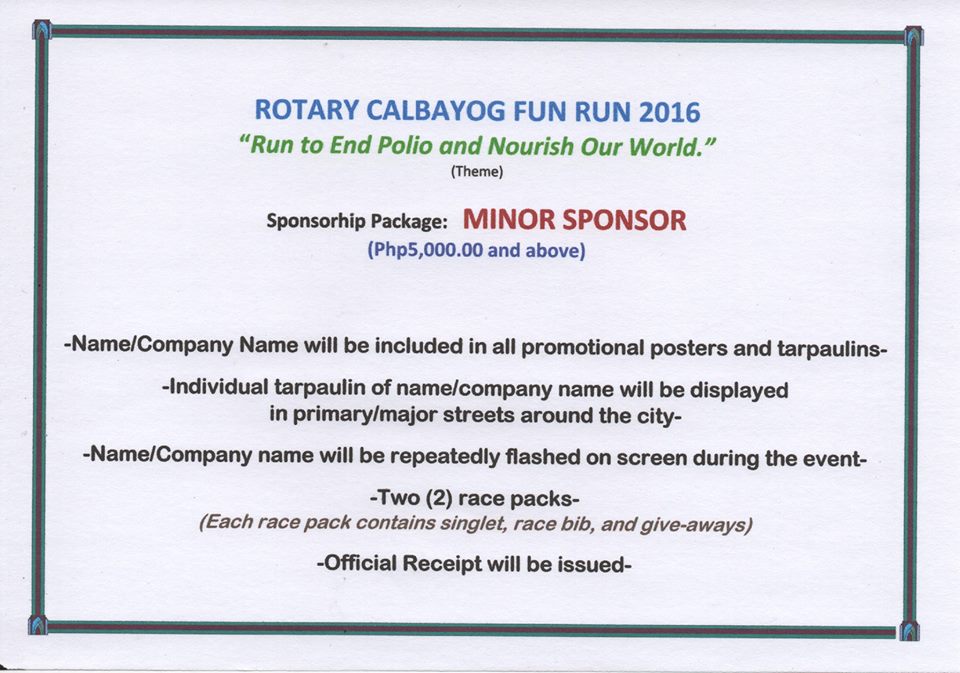 CALBAYOG ROTARY CLUB HOSTS FUN RUN 2016