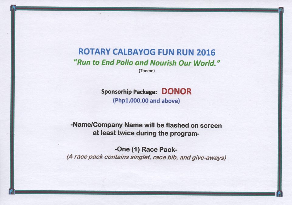 CALBAYOG ROTARY CLUB HOSTS FUN RUN 2016