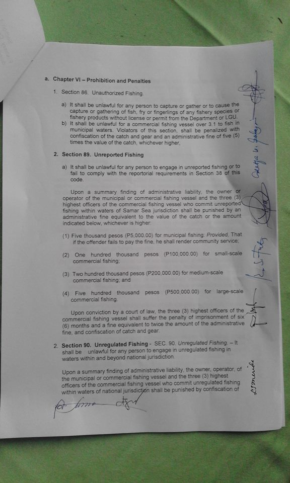 SAMAR SEA ALLIANCE SIGNS COMMITMENT TO UNIFIED FISHERY CODE ENFORCEMENT;Commercial Fishers Banned in Almost All of Samar Sea Area