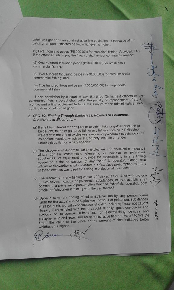 SAMAR SEA ALLIANCE SIGNS COMMITMENT TO UNIFIED FISHERY CODE ENFORCEMENT;Commercial Fishers Banned in Almost All of Samar Sea Area