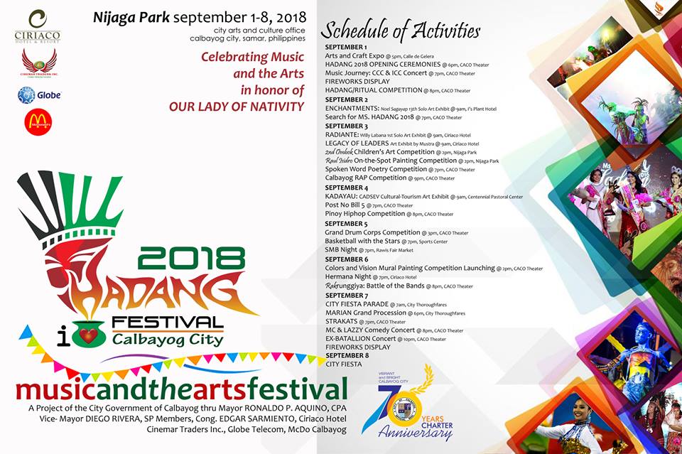 22 YEARS OF CELEBRATING MUSIC AND THE ARTS:  HADANG FESTIVAL IN HONOR OF OUR LADY OF NATIVITY IN THE 70 DAYS COUNTDOWN TO 70 YEARS CHARTER ANNIVERSARY.