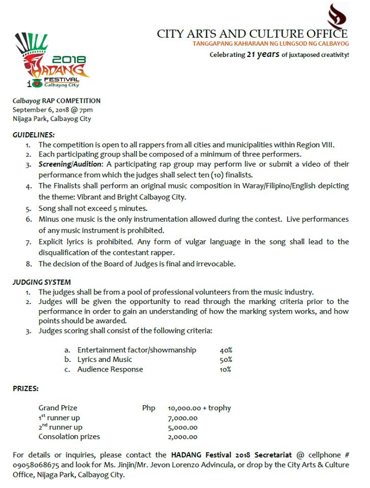 22 YEARS OF CELEBRATING MUSIC AND THE ARTS:  HADANG FESTIVAL IN HONOR OF OUR LADY OF NATIVITY IN THE 70 DAYS COUNTDOWN TO 70 YEARS CHARTER ANNIVERSARY.
