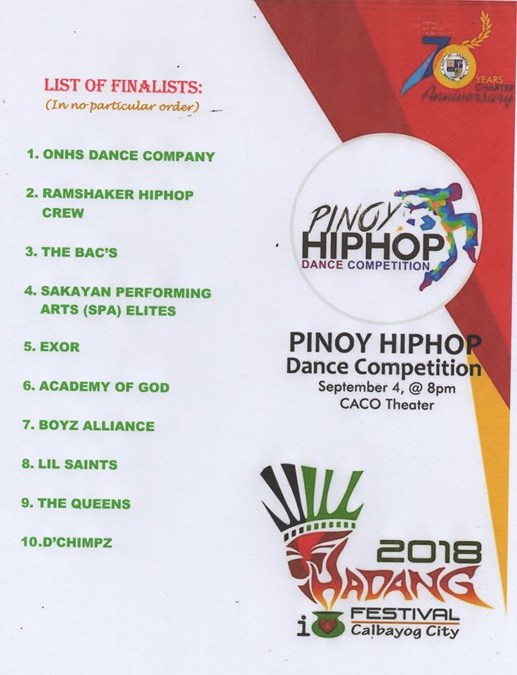 22 YEARS OF CELEBRATING MUSIC AND THE ARTS:  HADANG FESTIVAL IN HONOR OF OUR LADY OF NATIVITY IN THE 70 DAYS COUNTDOWN TO 70 YEARS CHARTER ANNIVERSARY.
