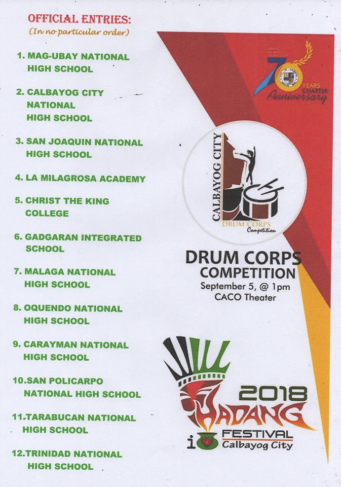 22 YEARS OF CELEBRATING MUSIC AND THE ARTS:  HADANG FESTIVAL IN HONOR OF OUR LADY OF NATIVITY IN THE 70 DAYS COUNTDOWN TO 70 YEARS CHARTER ANNIVERSARY.