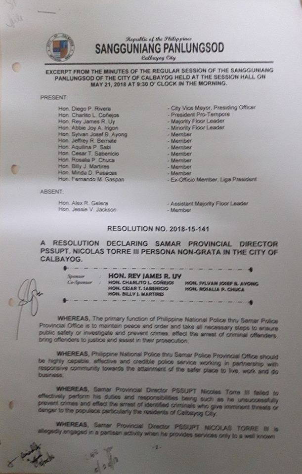 LGU CALBAYOG COMMENDS AFP, PNP FOR THE ORDERLY AND PEACEFUL MAY 2018 BSK ELECTIONS